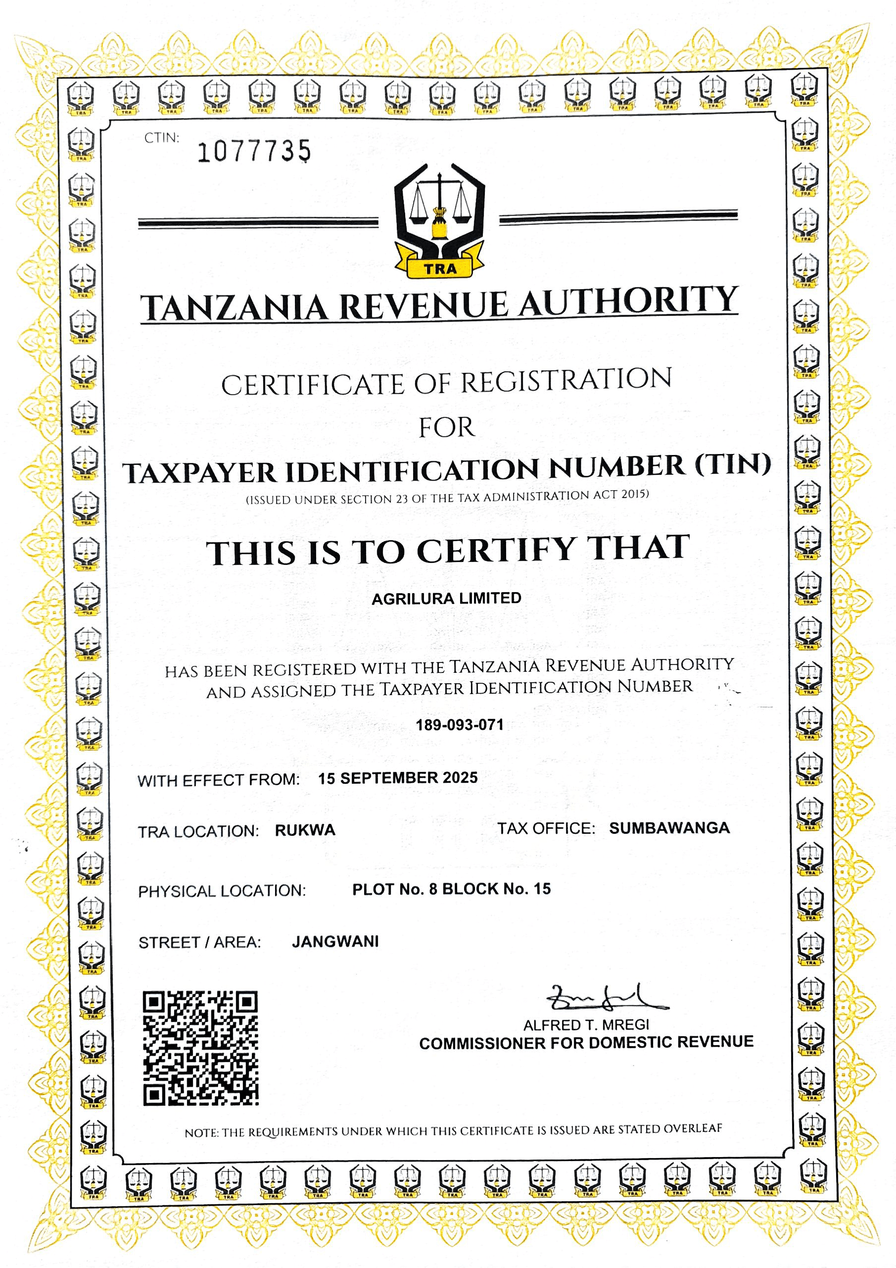 TIN Certificate